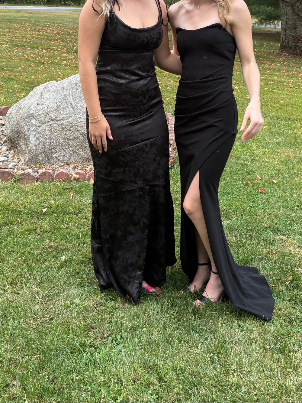 Elegant Black Strapless Slit Evening Dress
